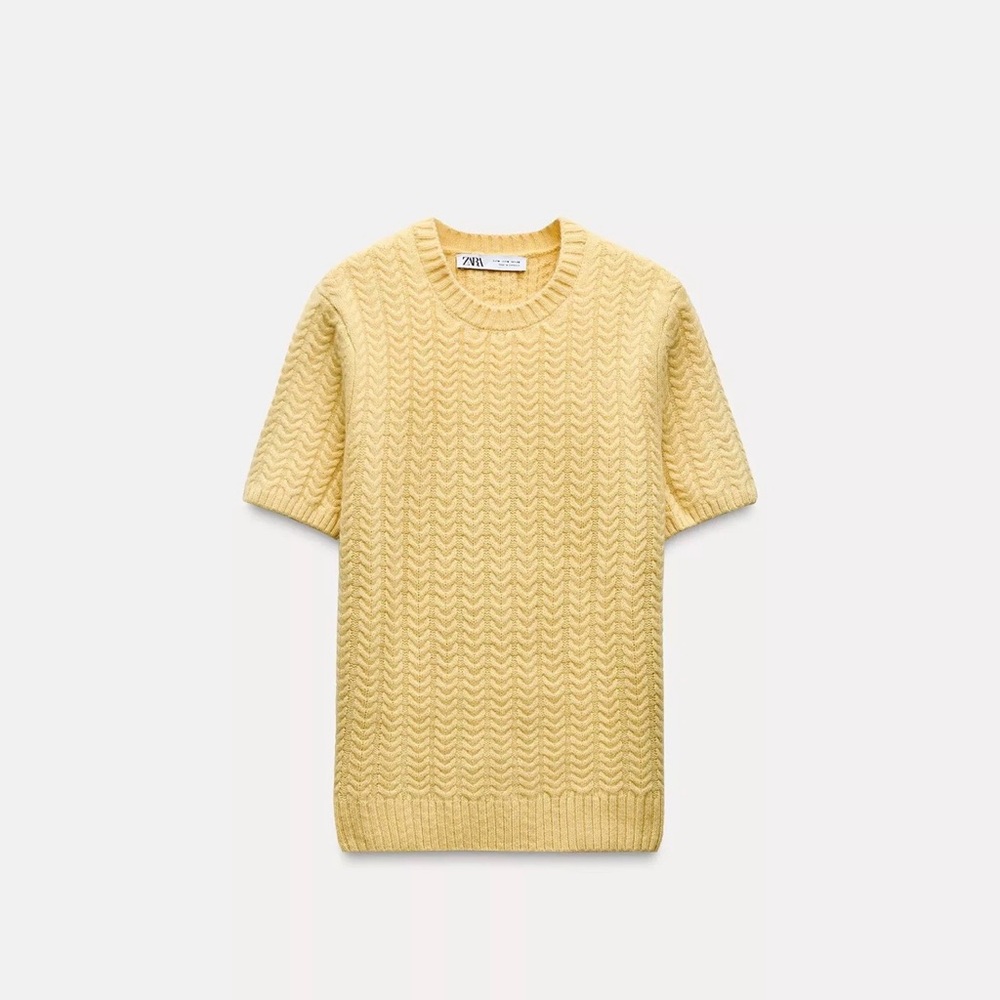 NWT Zara 100% Wool Cable Knit Top in Yellow